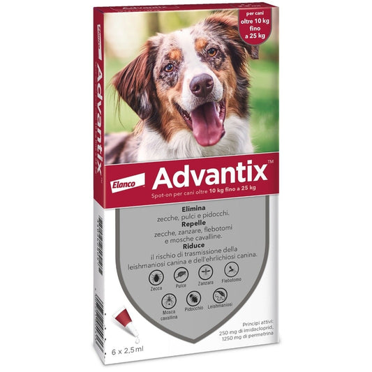 Advantix Spot On - Pipette Antiparassitarie Cane peso: 10-25kg 2 PACK
