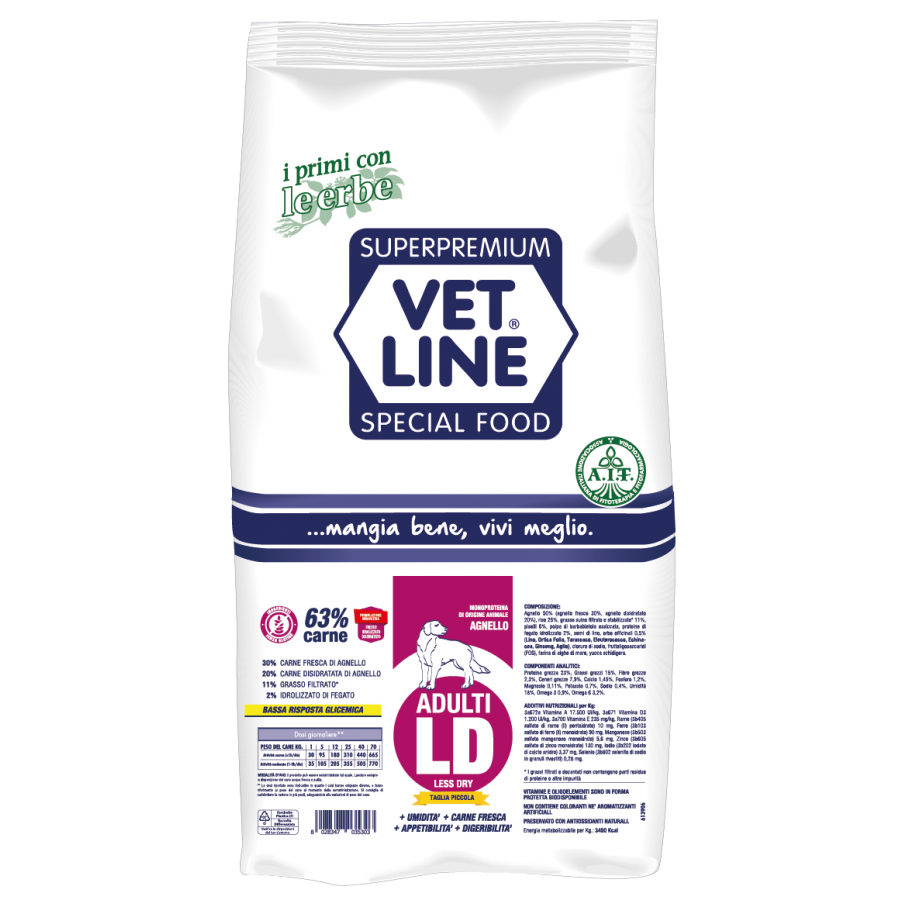 Vet Line Less Dry LD Taglia Piccola Agnello 3kg