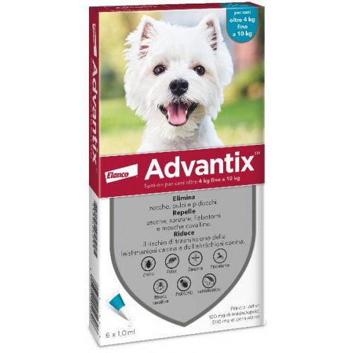 Advantix confezioni 6 pipette per cani oltre 4kg fino a 10kg
