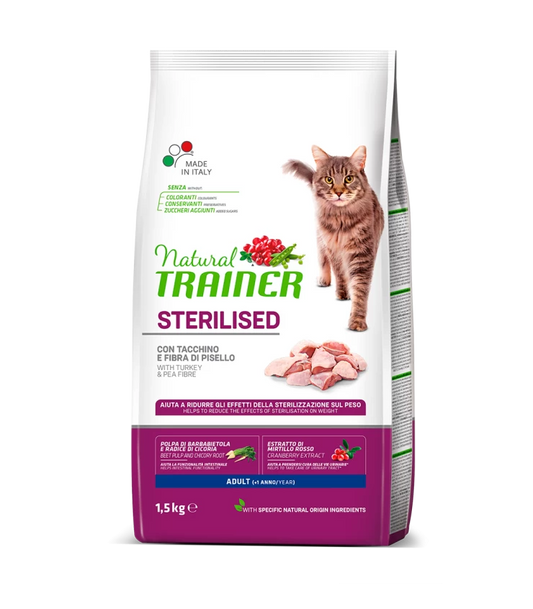 Natural Trainer Sterilised cat tacchino 1,5kg