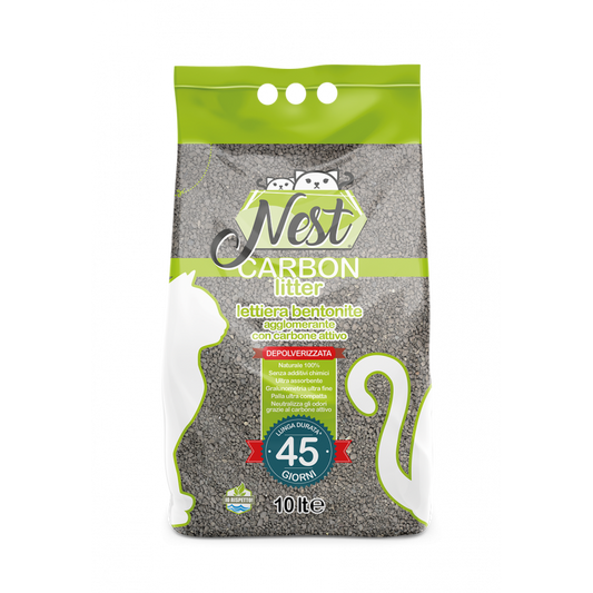 Nest cat litter agglomerante al carbone attivo 10lt